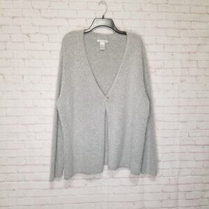 Angora Rabbit Cardigan Adult 3XL Gray Single Button Preppy Casual Soft Warm